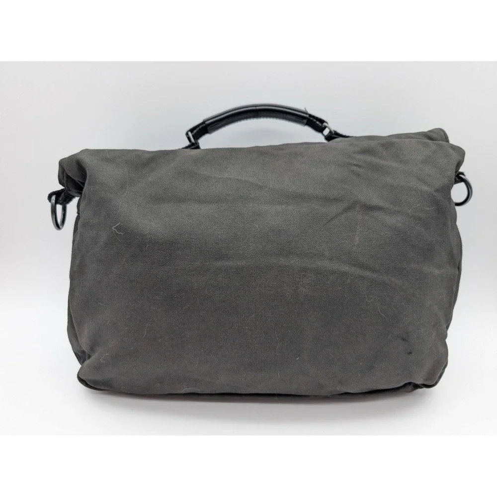 Eddie Bauer Black Canvas Messenger Bag Briefcase Organizer Buckle Closure